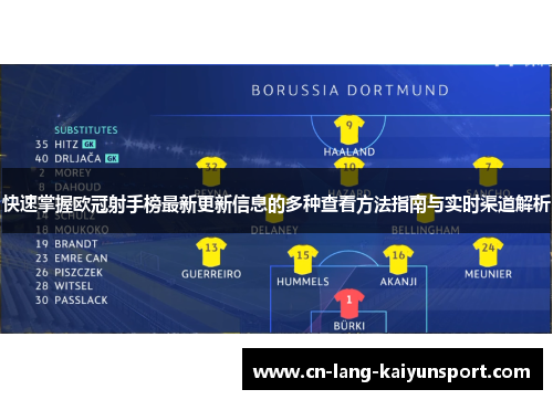 快速掌握欧冠射手榜最新更新信息的多种查看方法指南与实时渠道解析